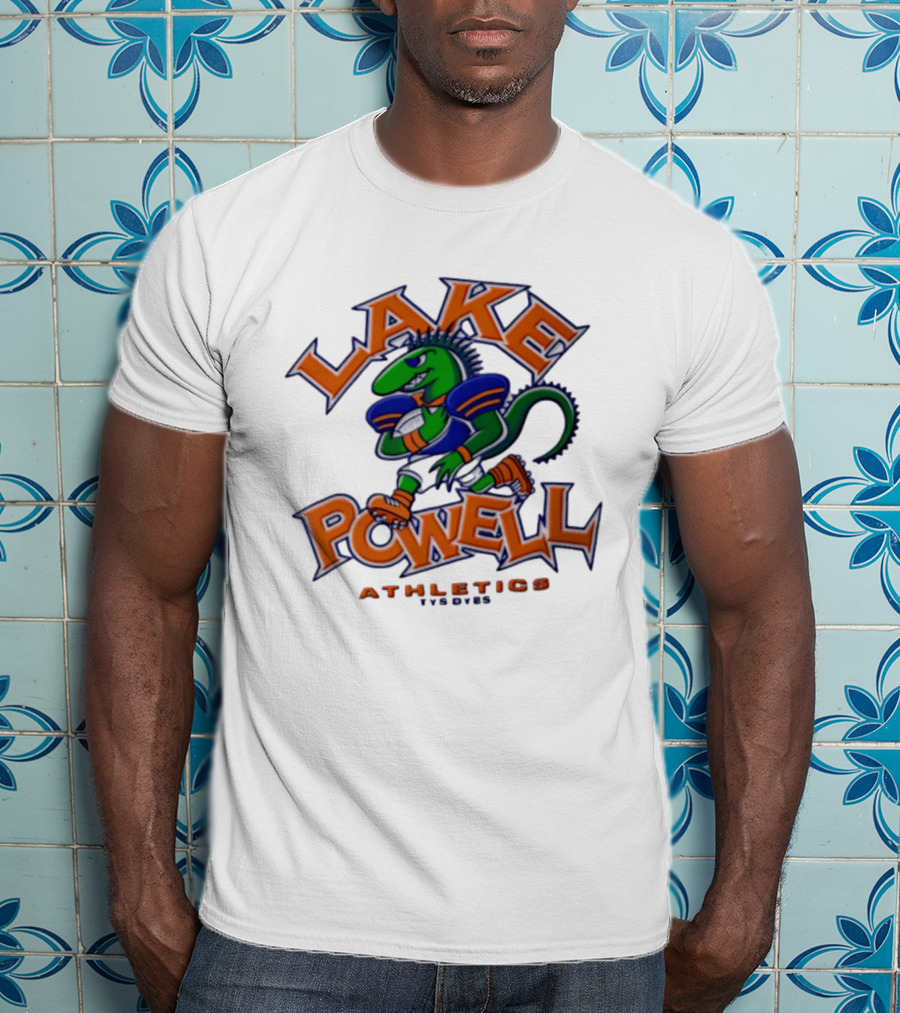 Lake Powell Athletics Tys Dyes Green Lizard Running Football T-Shirt