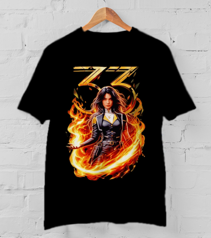 33 Fire Sorceress Fantasy Flames T-Shirt