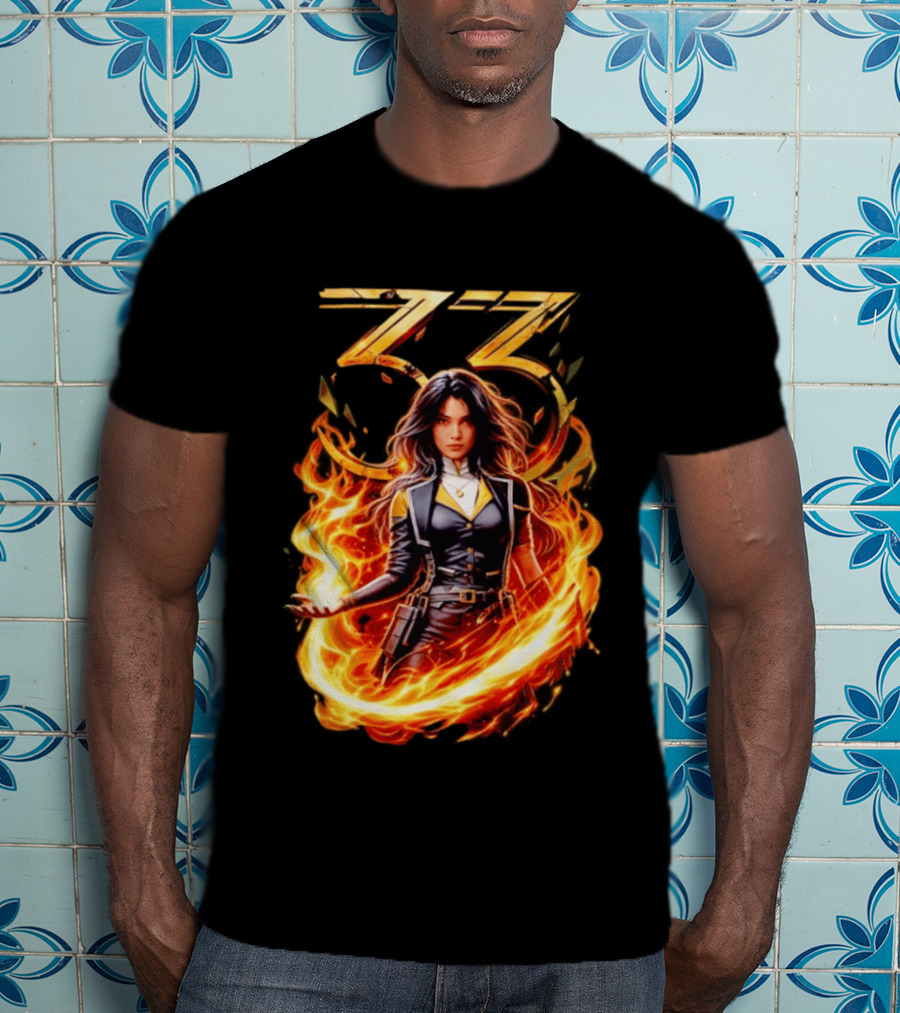 33 Fire Sorceress Fantasy Flames T-Shirt