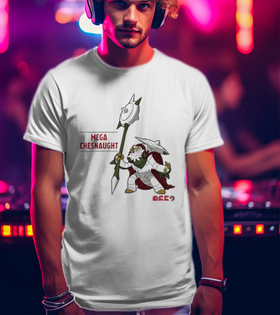 Mega Chesnaught 0652 Pokemon Pokedex Gaming Axe Warrior T-Shirt