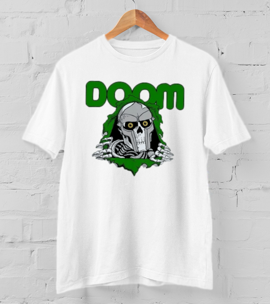 Doom Metal Face Skeleton Mask Hip Hop T-Shirt