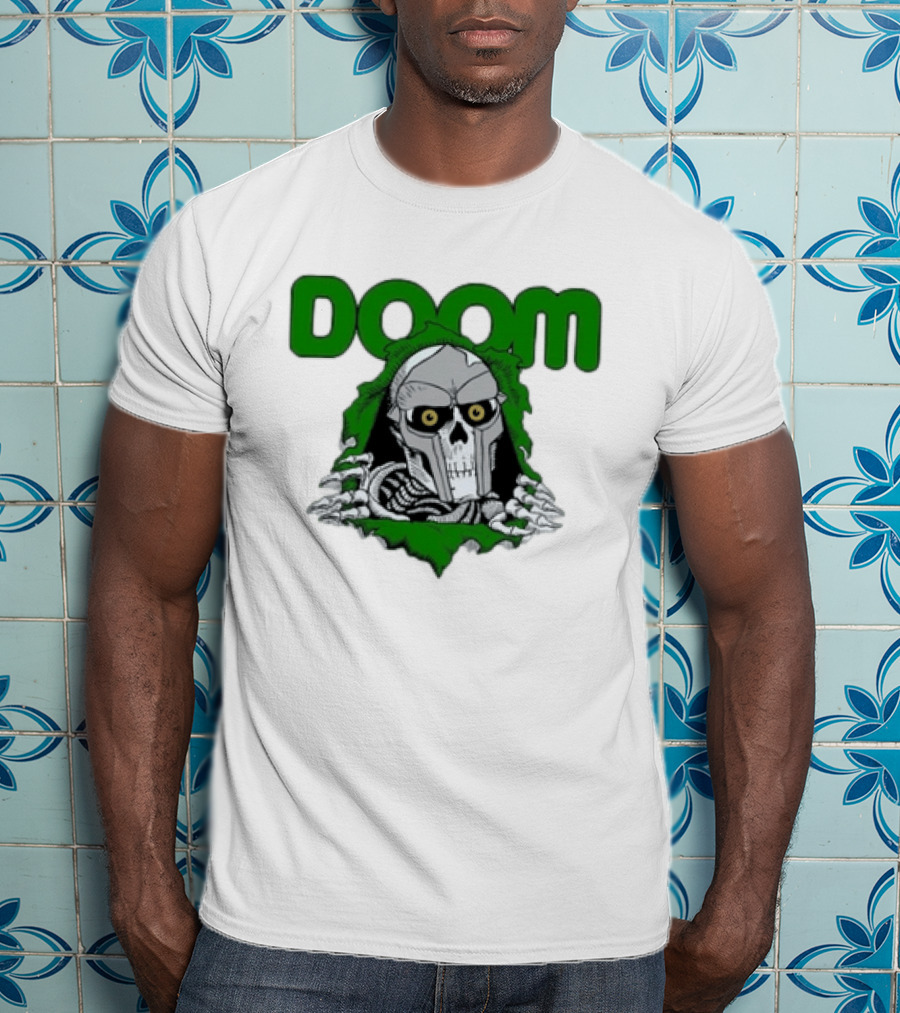Doom Metal Face Skeleton Mask Hip Hop T-Shirt