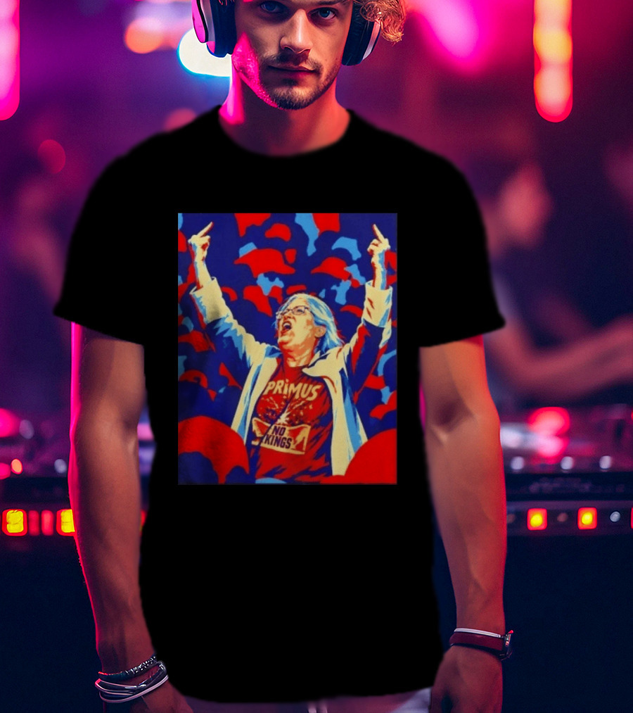 Primus No Kings Les Claypool Protest Art Blue Red T-Shirt