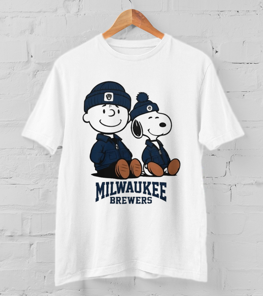 Milwaukee Brewers Charlie Brown Snoopy MLB Collaboration T-Shirt