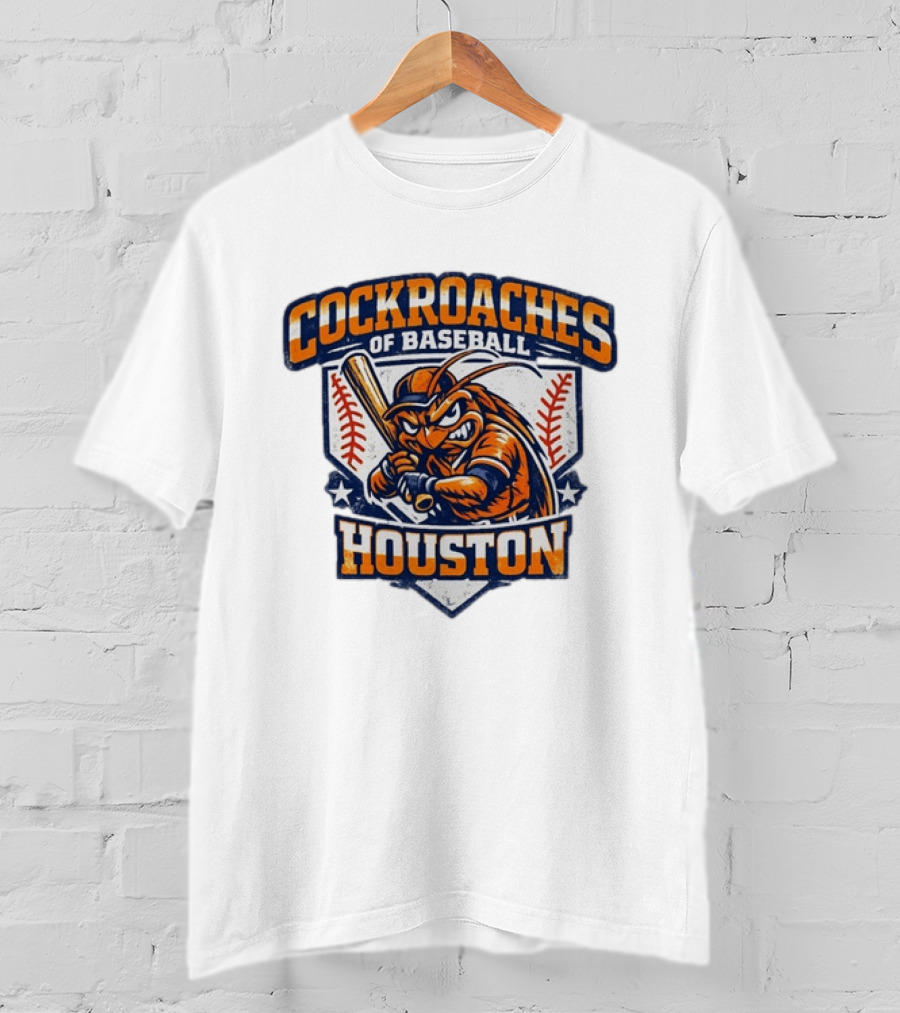 Cockroaches Of Baseball Houston Batting Mascot Baseball T-Shirt