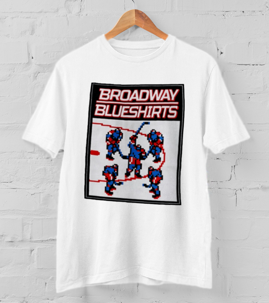 Broadway Blueshirts New York Rangers NHL Pixel Hockey Players T-Shirt