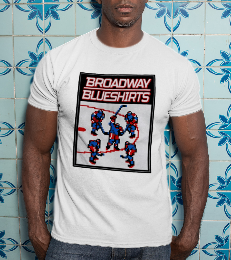 Broadway Blueshirts New York Rangers NHL Pixel Hockey Players T-Shirt