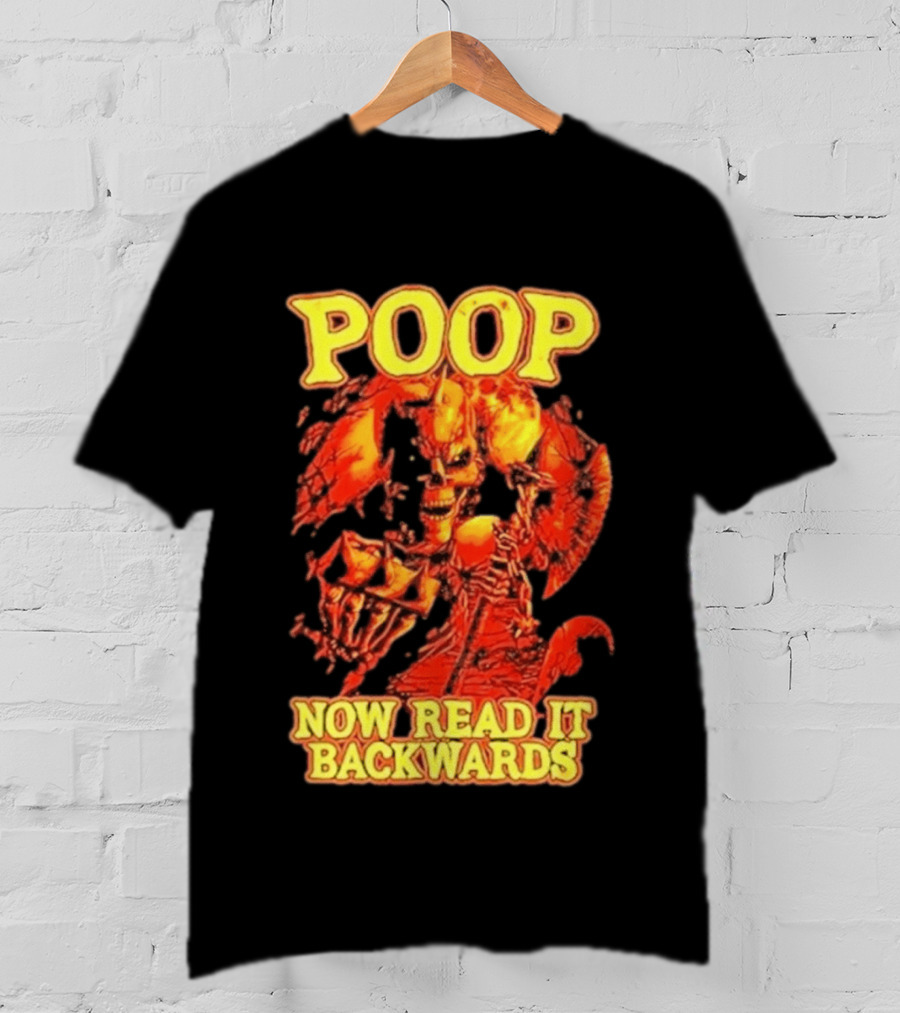 Skeleton Poop Now Read It Backwards Halloween Humor T-Shirt