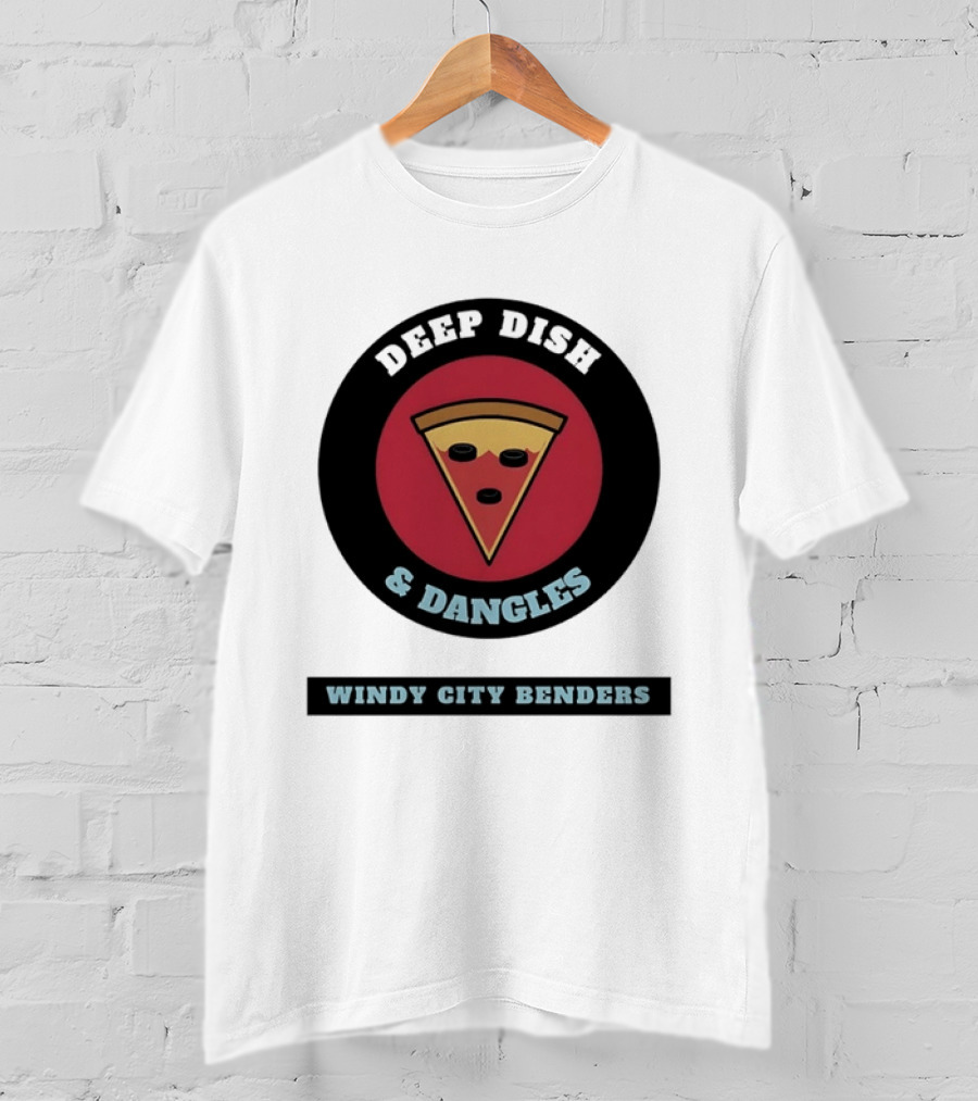 Deep Dish & Dangles Windy City Benders Hockey Pizza Slice T-Shirt
