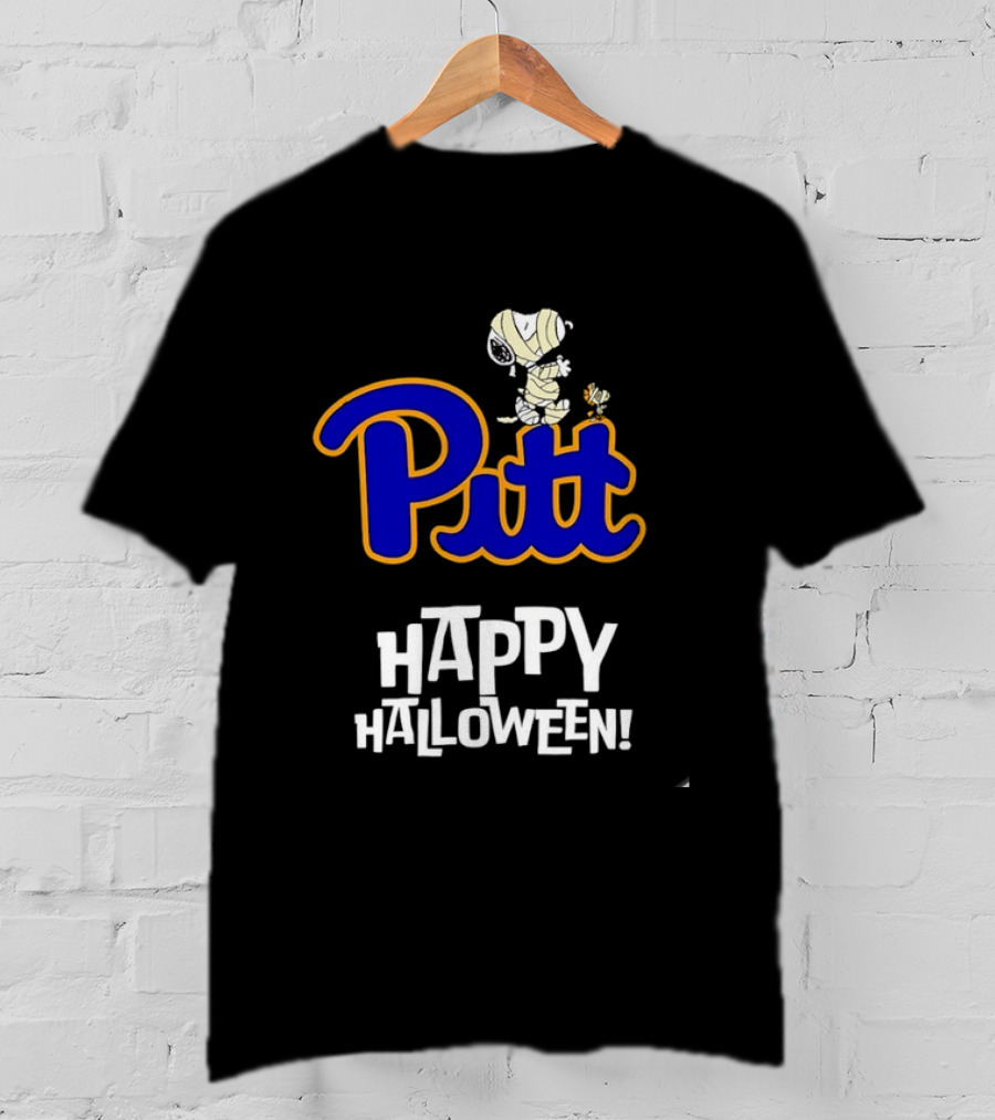 Pitt Panthers Snoopy Woodstock Mummy Happy Halloween T-Shirt