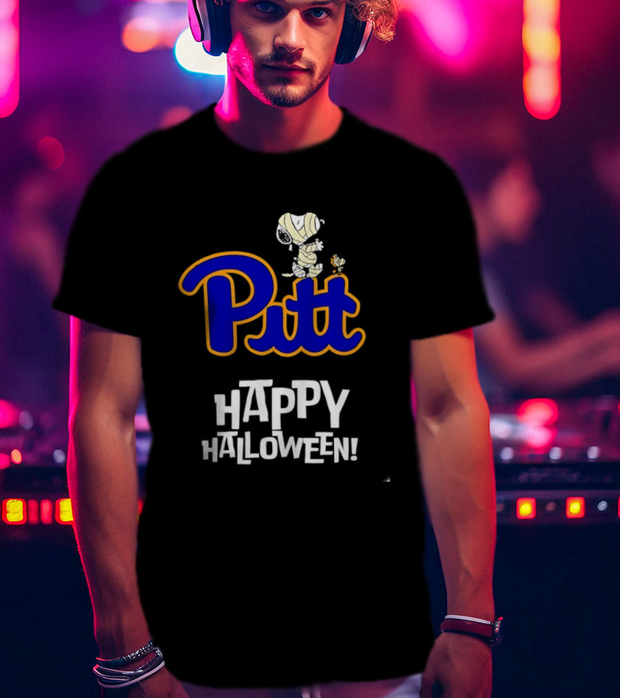 Pitt Panthers Snoopy Woodstock Mummy Happy Halloween T-Shirt