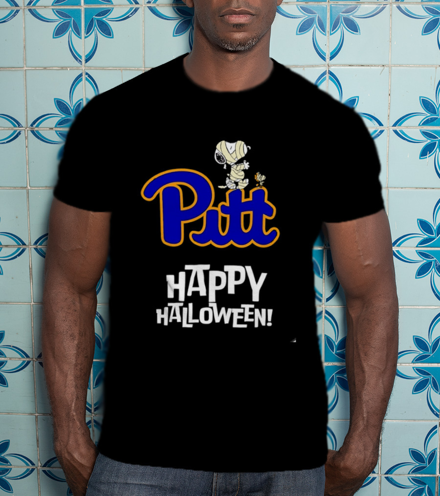 Pitt Panthers Snoopy Woodstock Mummy Happy Halloween T-Shirt