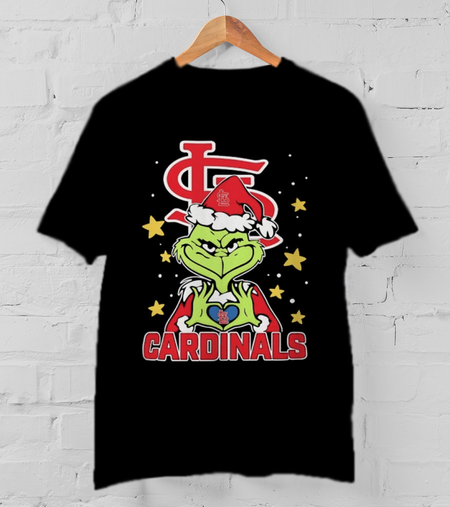 St Louis Cardinals Grinch Heart Hands Christmas 2026 T-Shirt