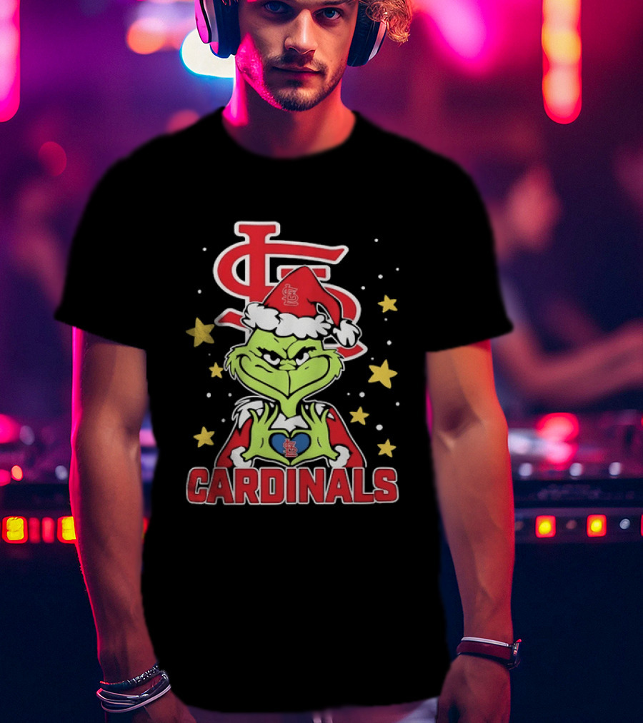 St Louis Cardinals Grinch Heart Hands Christmas 2026 T-Shirt