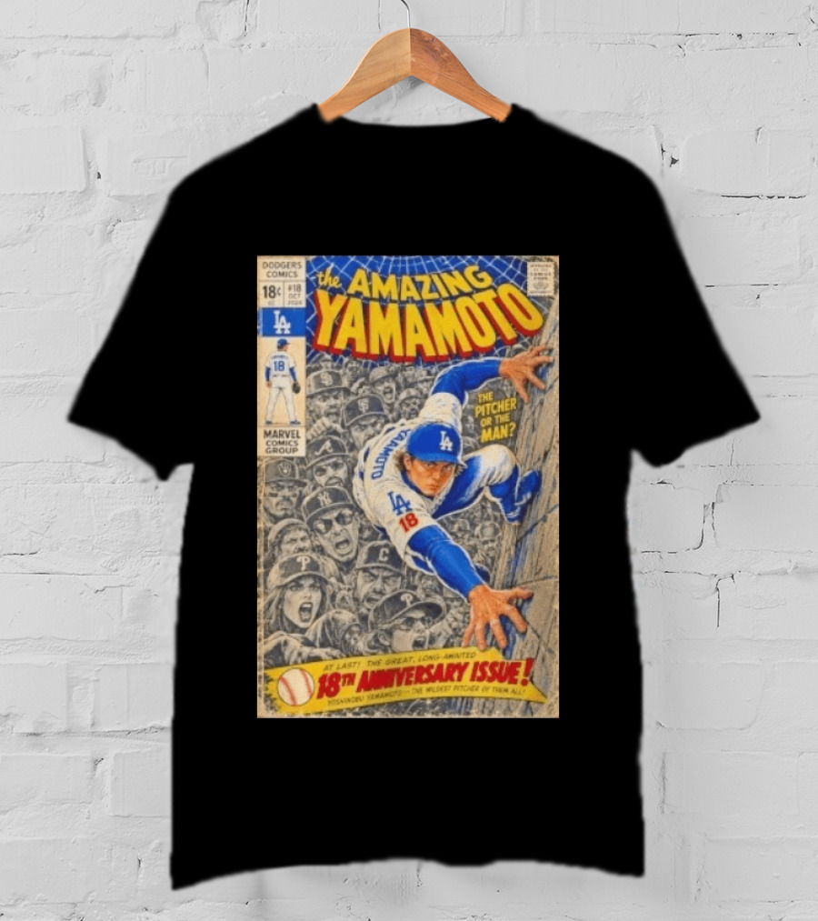 The Amazing Yamamoto Dodgers Comics 18th Anniversary Pitcher Issue T-Shirt