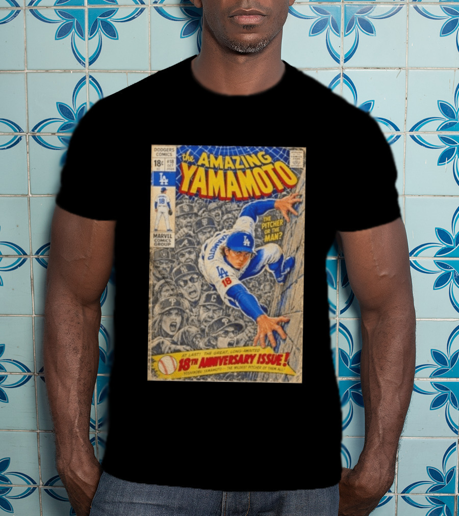 The Amazing Yamamoto Dodgers Comics 18th Anniversary Pitcher Issue T-Shirt