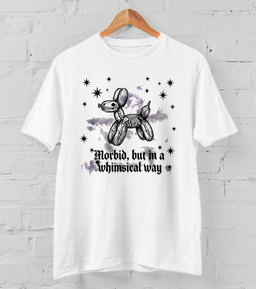 Skeleton Balloon Dog Morbid Whimsical Way T-Shirt