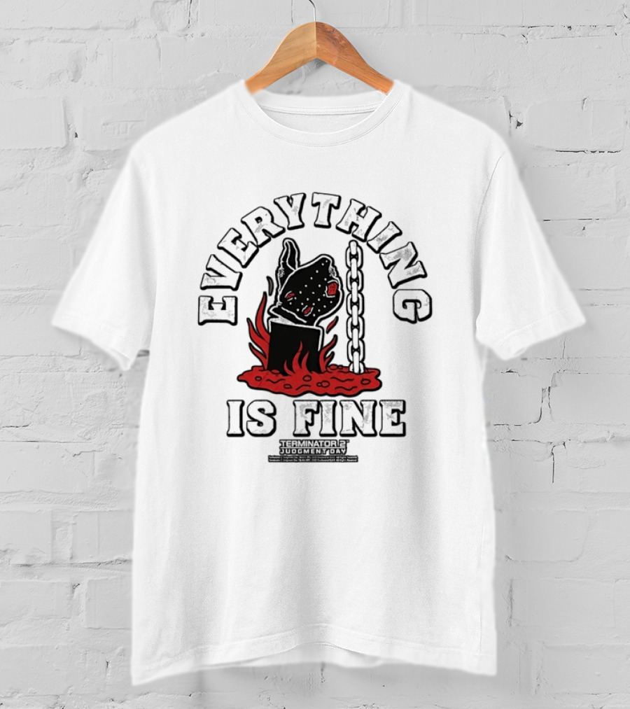 Terminator 2 Judgment Day Everything Is Fine Distressed Melting Arm T-Shirt