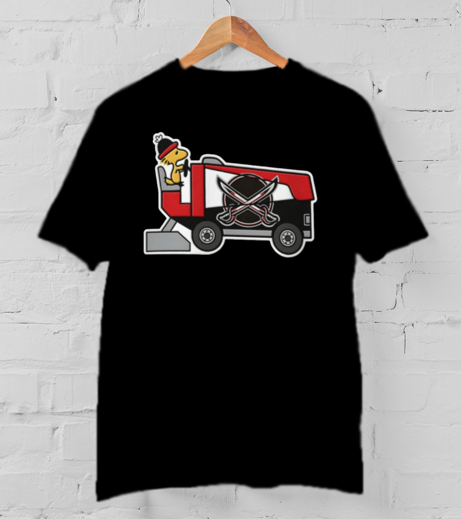Woodstock Driving Zamboni Buffalo Sabres NHL Cartoon T-Shirt