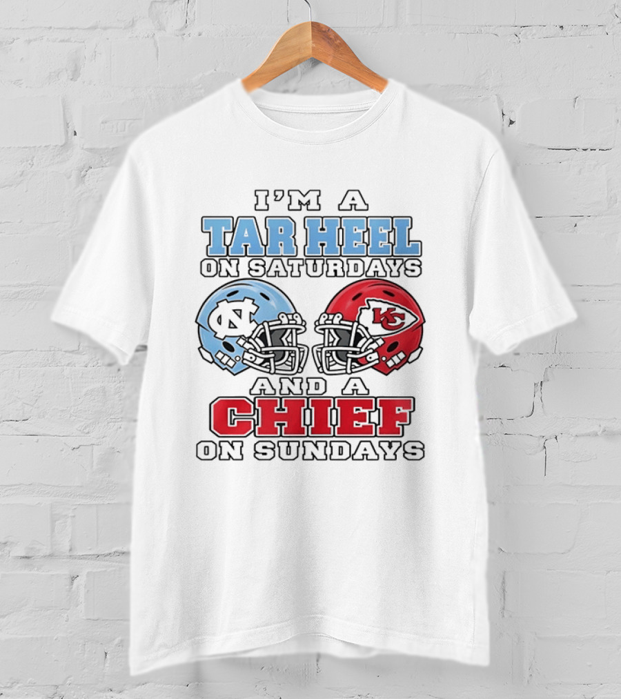 I'm A Tar Heel On Saturdays And A Chief On Sundays Football Helmets T-Shirt