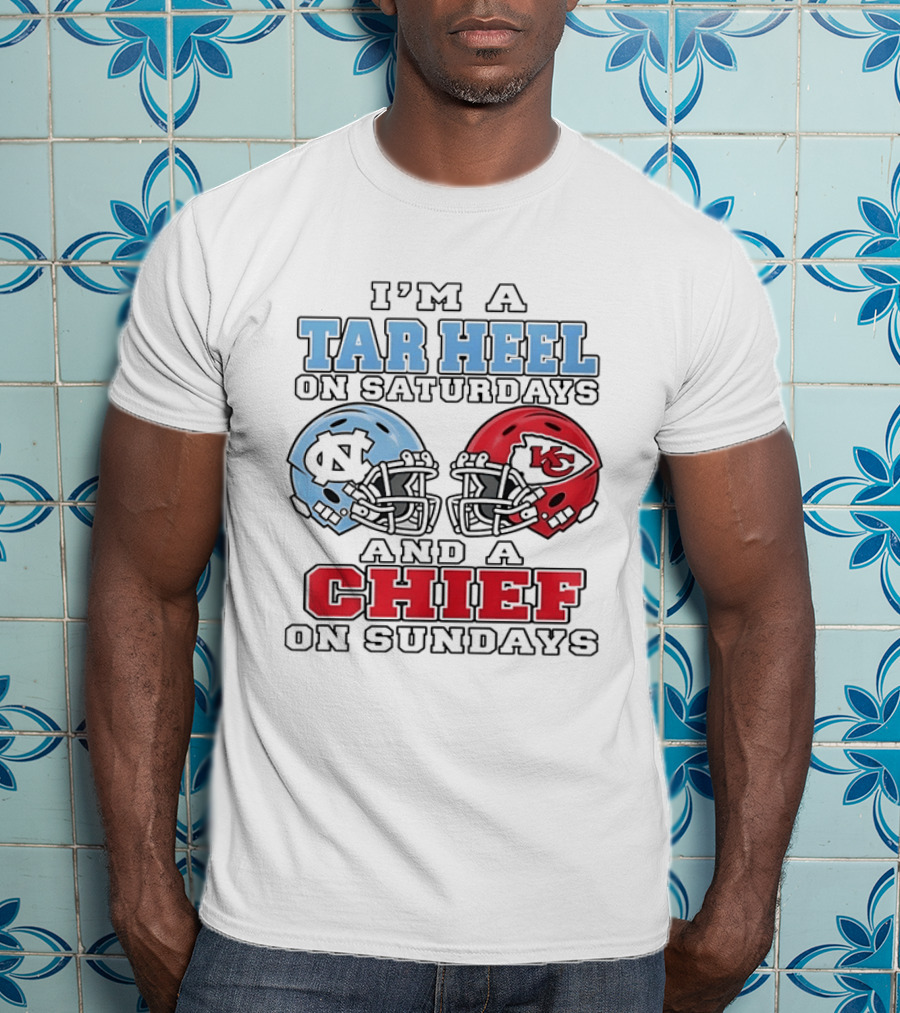 I'm A Tar Heel On Saturdays And A Chief On Sundays Football Helmets T-Shirt