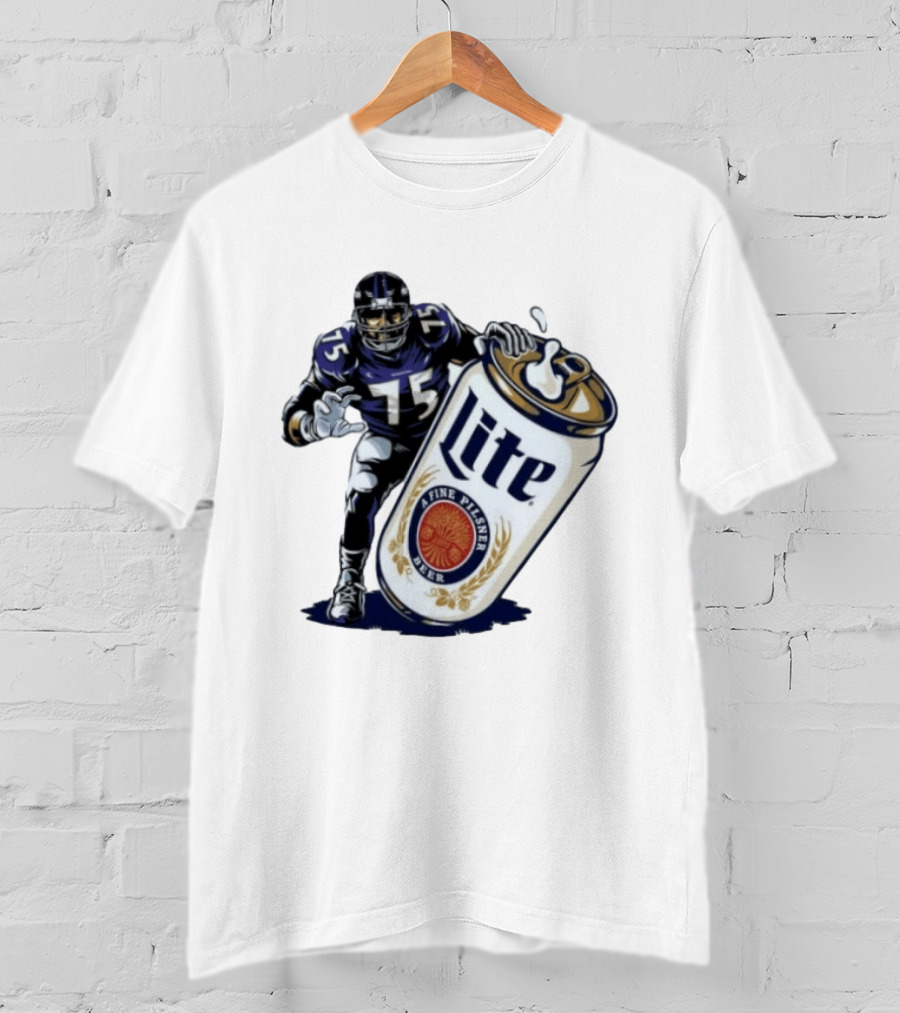 Jonathan Ogden Baltimore Ravens 75 Lite A Fine Pilsner Beer T-Shirt