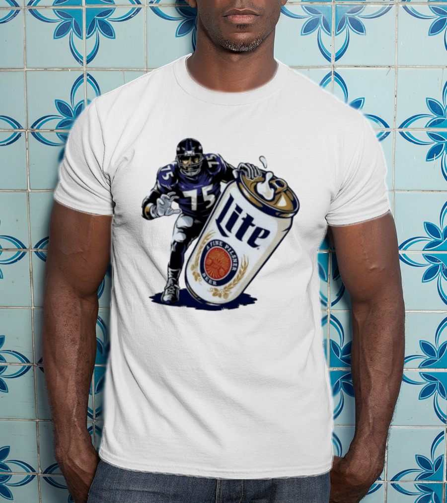 Jonathan Ogden Baltimore Ravens 75 Lite A Fine Pilsner Beer T-Shirt