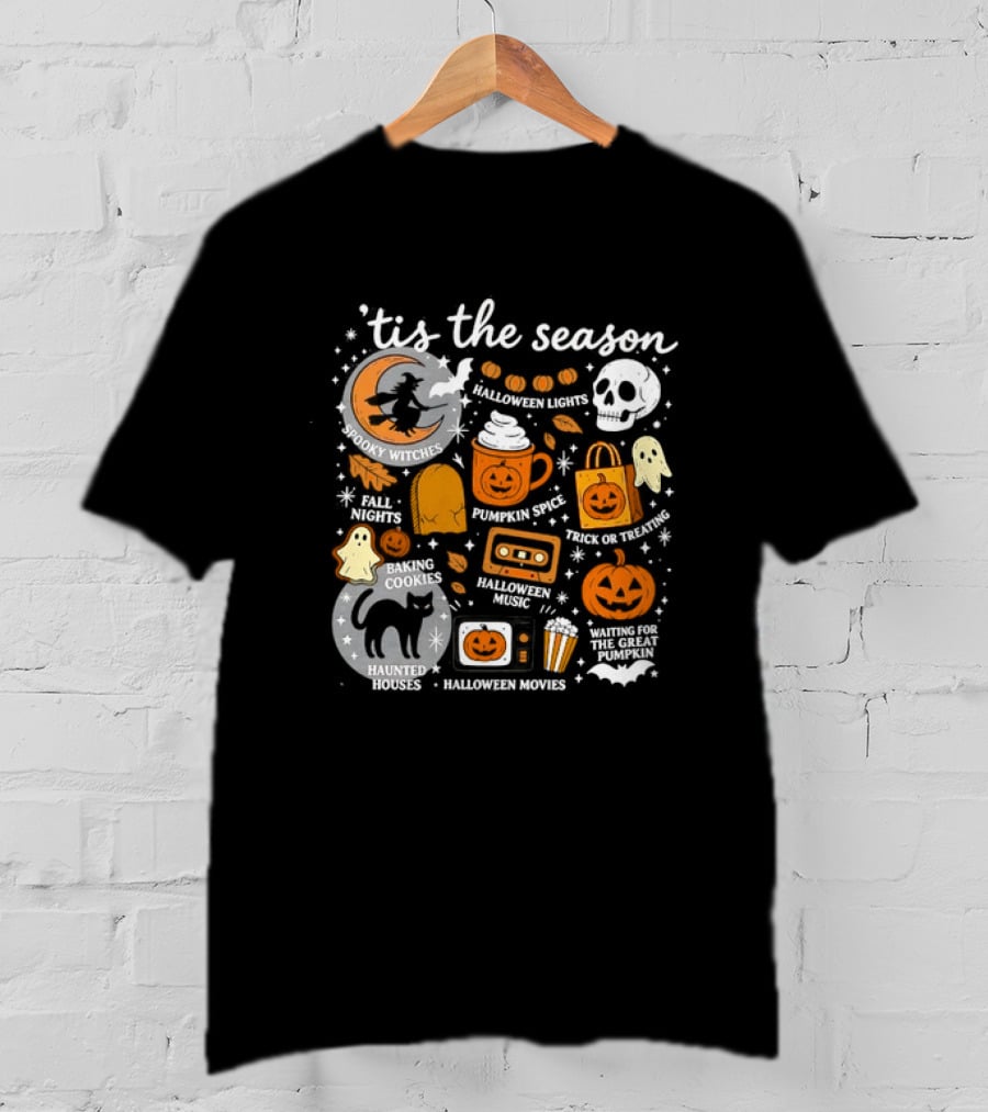 Tis The Season Spooky Traditions My Witch Halloween Movies Haunted House Pumpkin Cooking T-Shirt