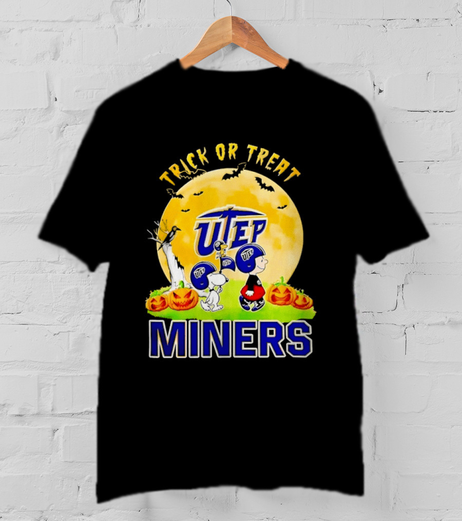 UTEP Miners Trick Or Treat Halloween With Charlie Brown And Snoopy T-Shirt