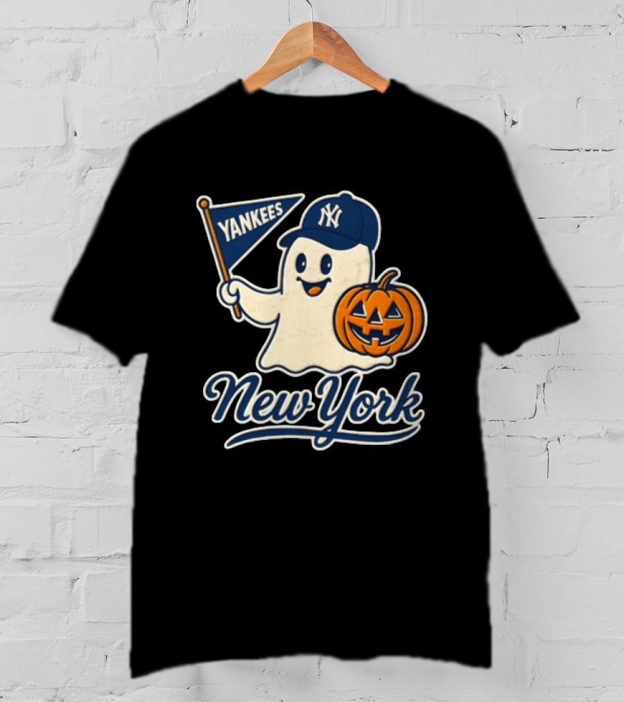New York Yankees Halloween Ghost Pumpkin Baseball T-Shirt