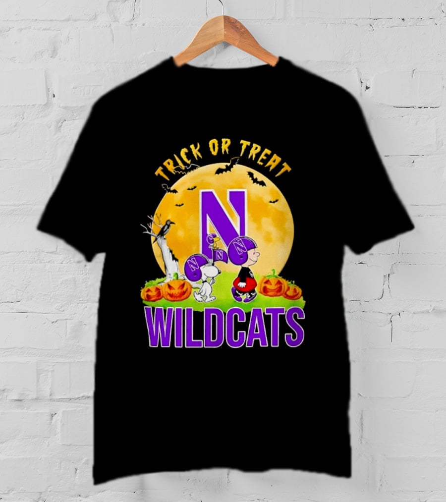 Trick Or Treat Northwestern Wildcats Charlie Brown Snoopy Halloween T-Shirt