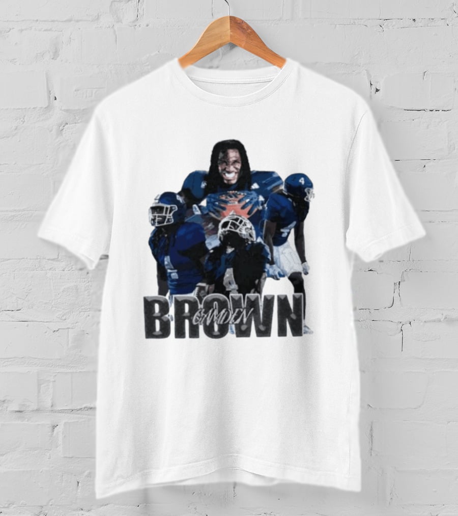 Camden Brown Football Wide Receiver Collage Blue Jersey 4 T-Shirt