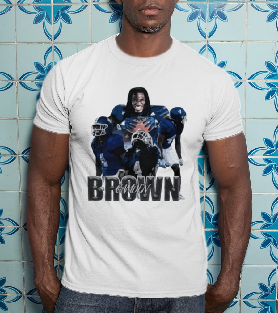 Camden Brown Football Wide Receiver Collage Blue Jersey 4 T-Shirt