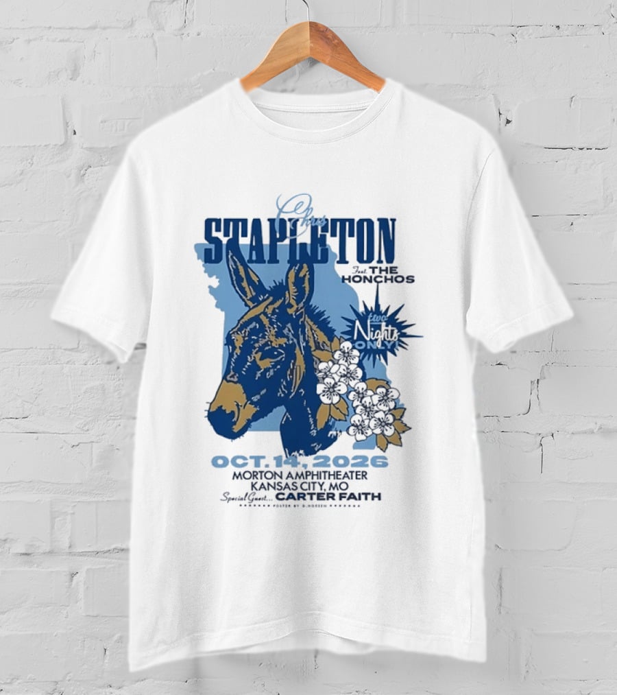 Chris Stapleton With The Honchos At Morton Amphitheater Kansas City Oct 14 2026 Featuring Carter Faith T-Shirt