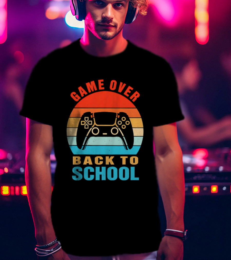 Game Over Back To School Gamer Vintage Controller T-Shirt