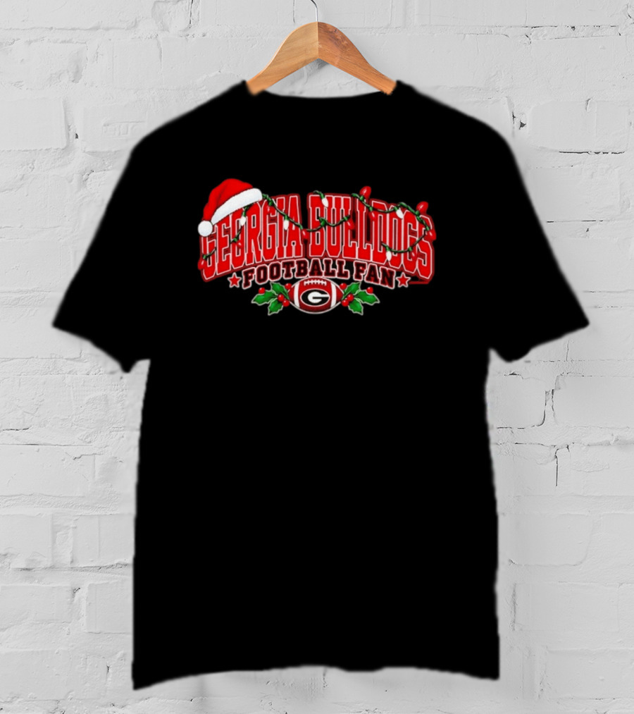 Georgia Bulldogs Football Fan Christmas Santa Hat Ornaments T-Shirt