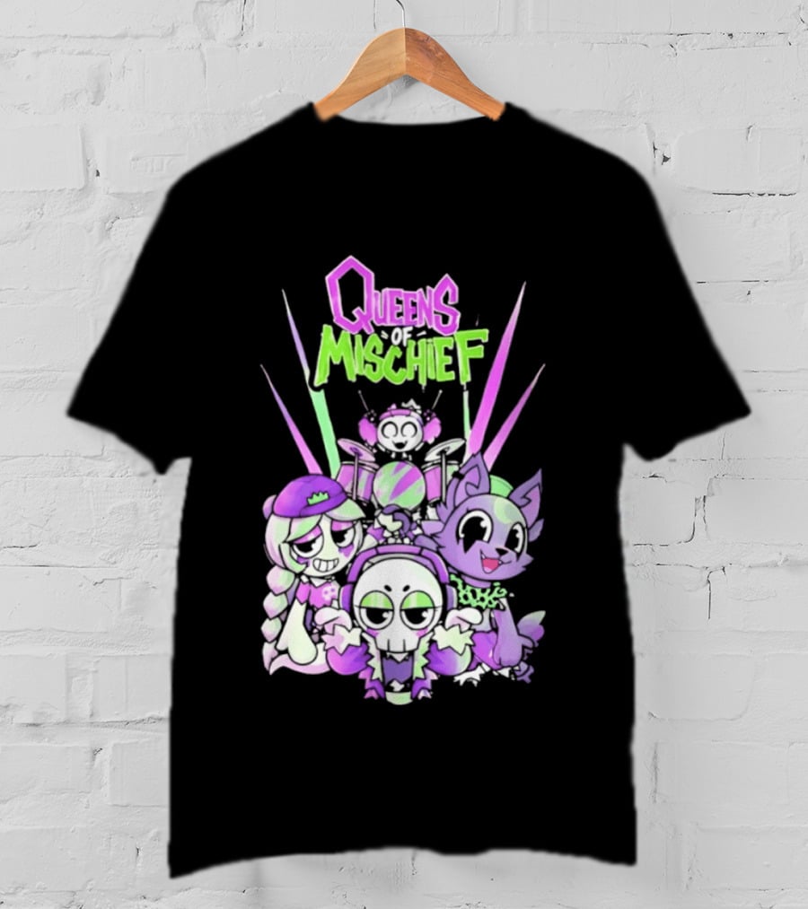 Queens Of Mischief Cartoon Band Purple Green Characters T-Shirt