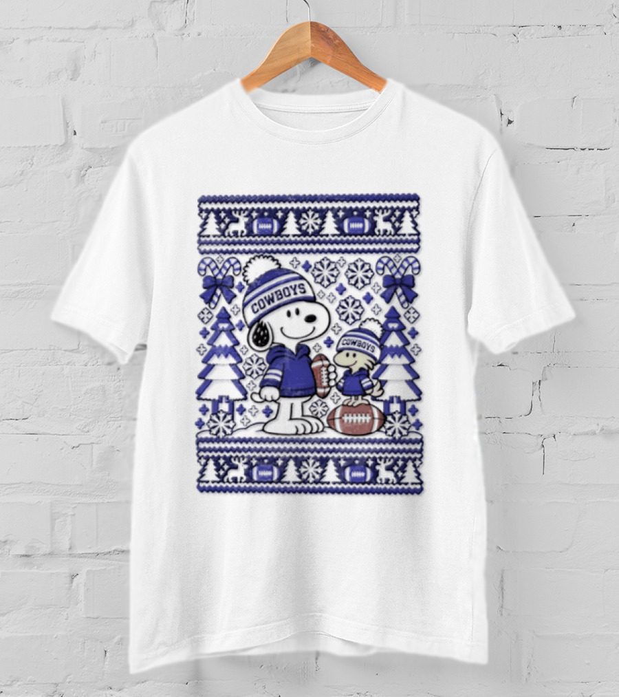 Dallas Cowboys Snoopy Woodstock Christmas Football Peanuts Holiday Sweater T-Shirt