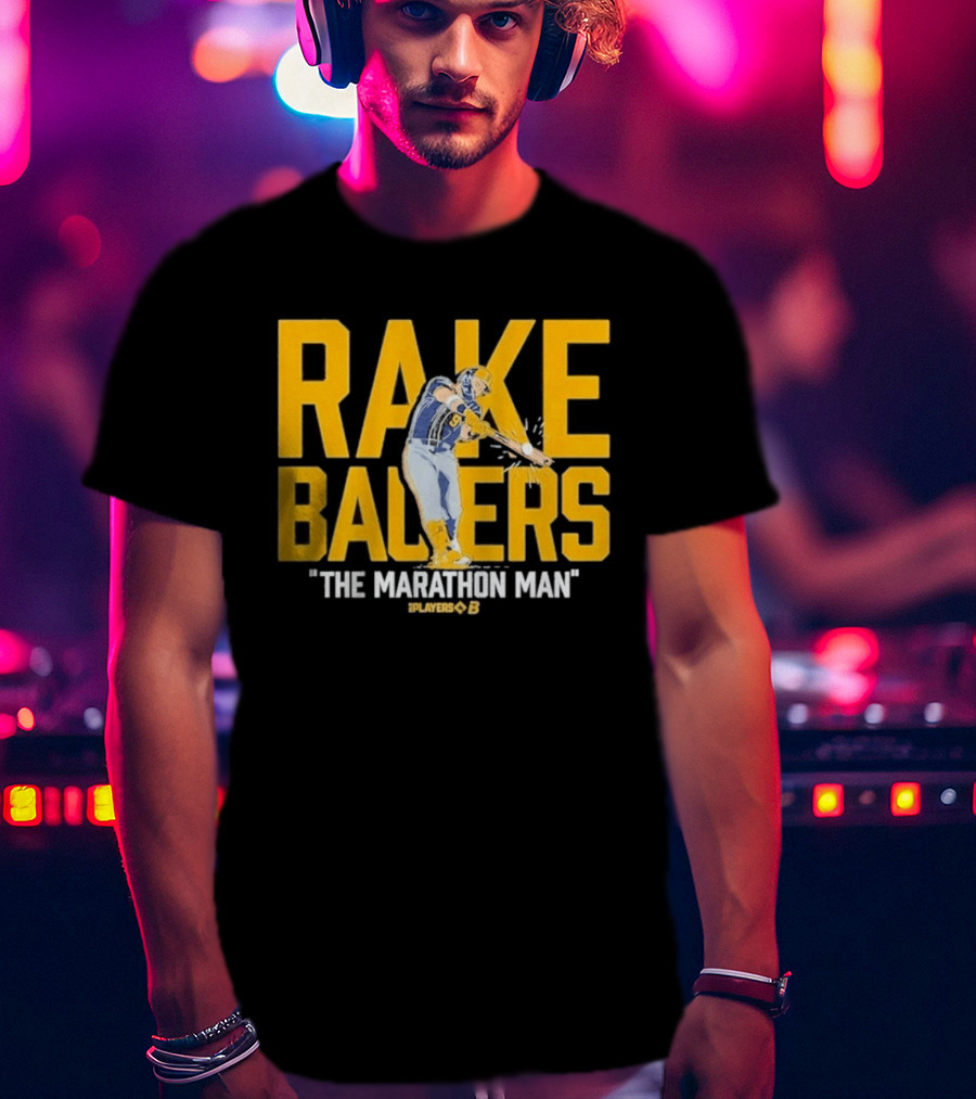 Rake Bauers The Marathon Man Baseball Player Swing Action T-Shirt