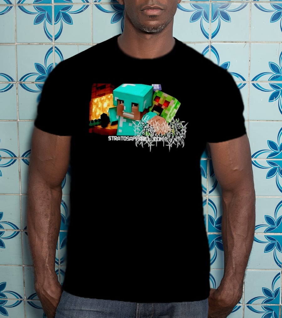 Steve Creeper Stratosapien Death Metal Gaming Battle Scene T-Shirt