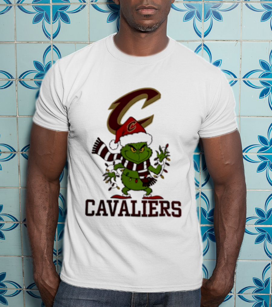 Grinch Cleveland Cavaliers Christmas 2026 Scarf Santa Hat Lights T-Shirt