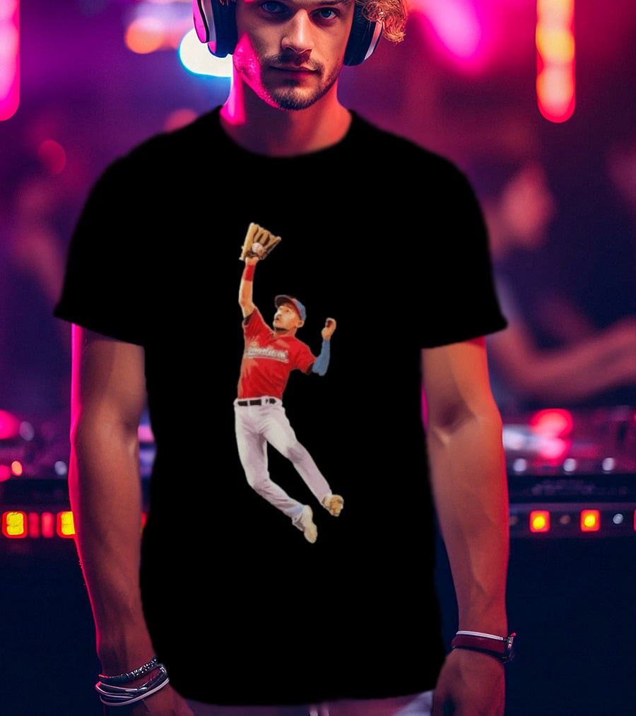 Steven Kwan Cleveland Guardians Baseball Action Player Jump T-Shirt