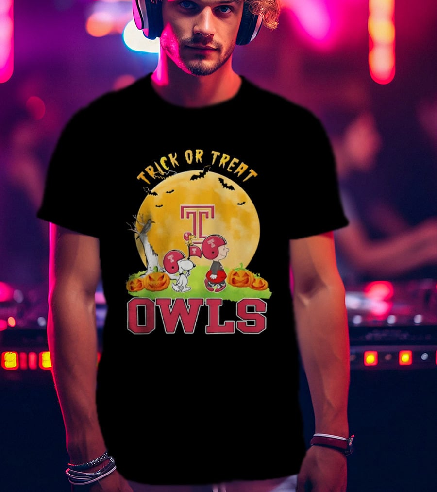 Trick Or Treat Temple Owls Charlie Brown Snoopy Halloween T-Shirt