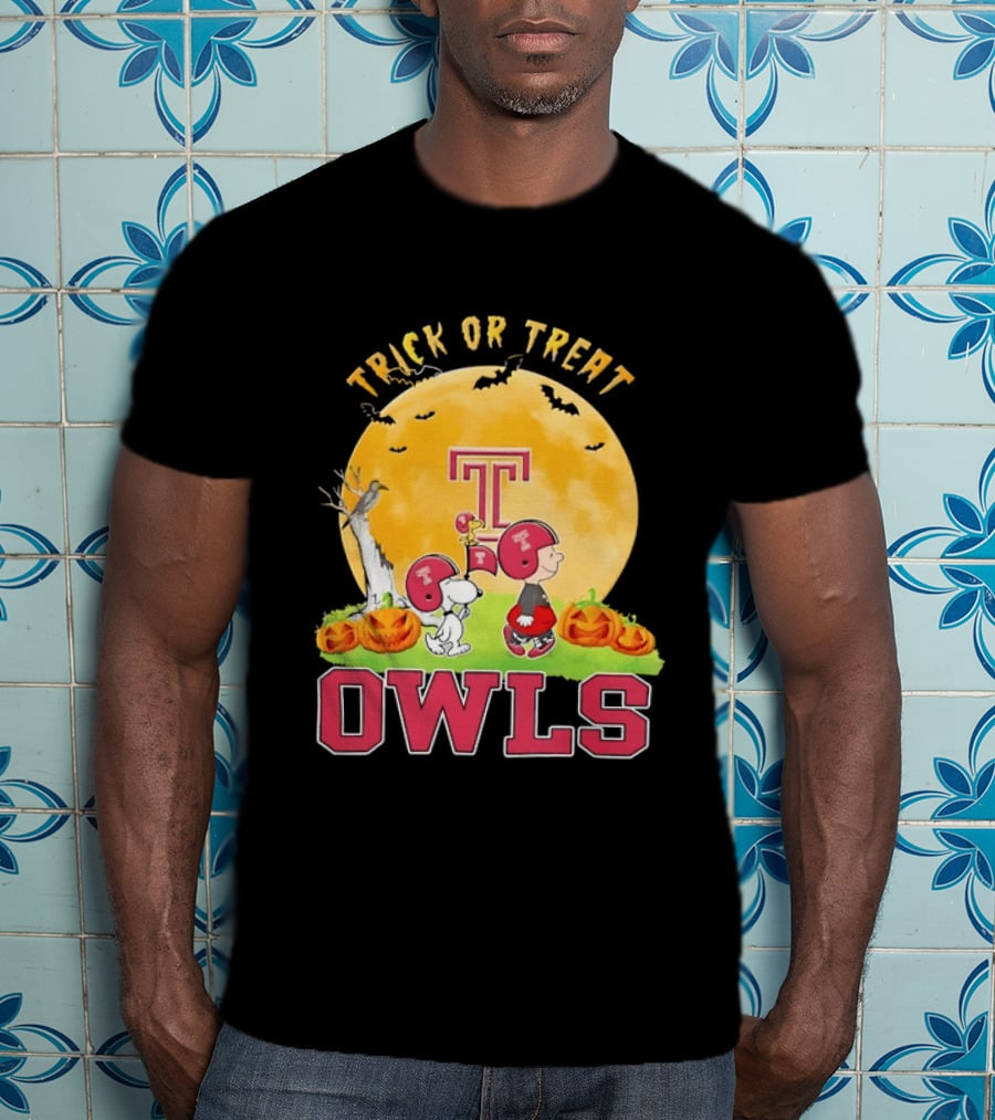 Trick Or Treat Temple Owls Charlie Brown Snoopy Halloween T-Shirt