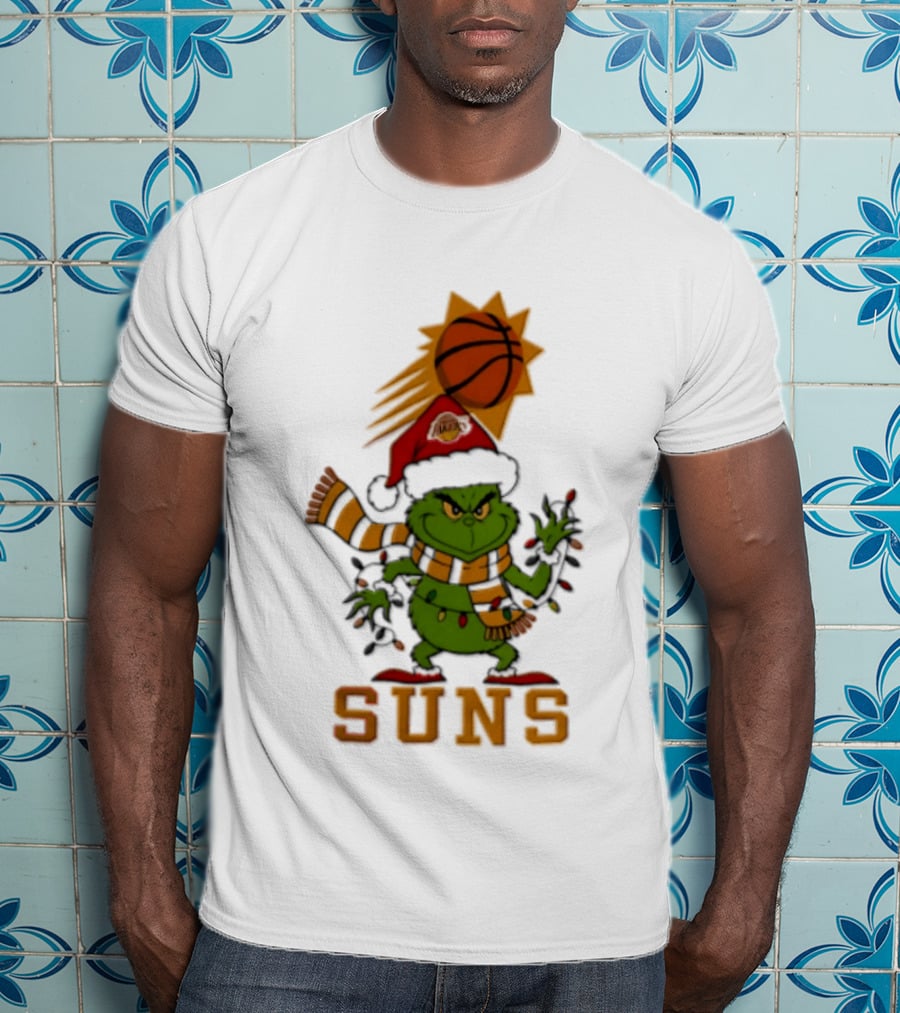 Grinch Phoenix Suns Christmas 2026 Santa Hat Basketball T-Shirt