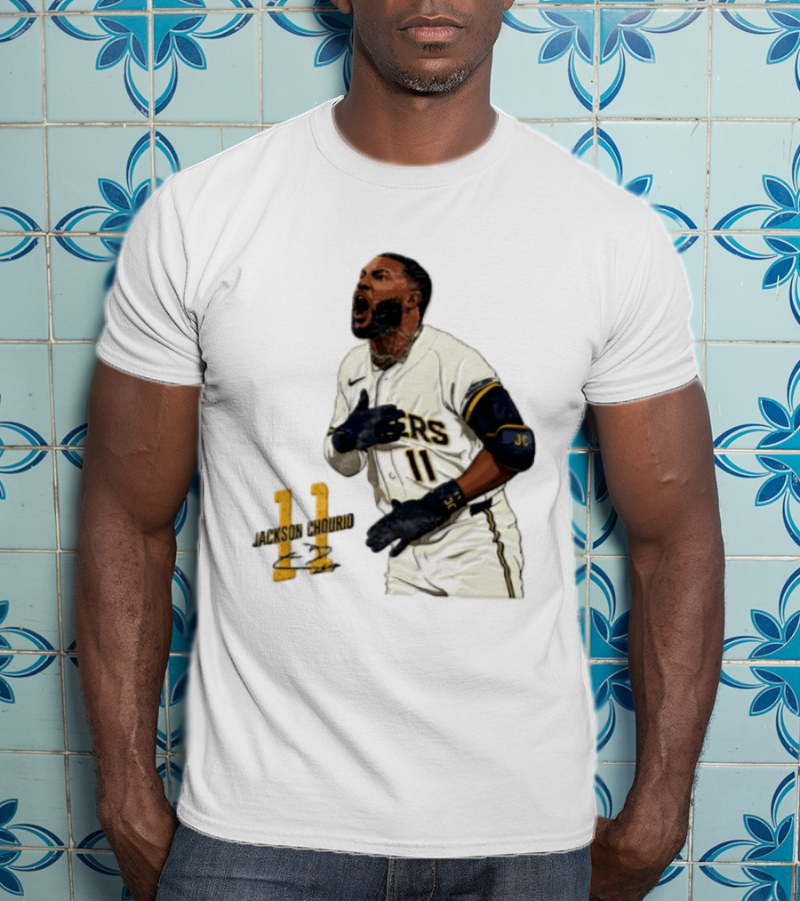 Jackson Chourio 11 Brewers Baseball Player Celebration T-Shirt