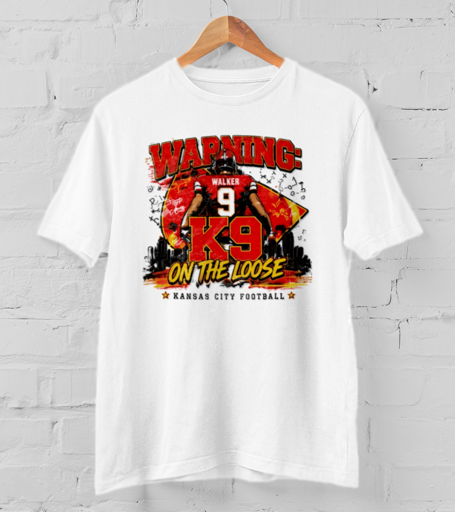 Warning K9 On The Loose 9 Kansas City Football T-Shirt