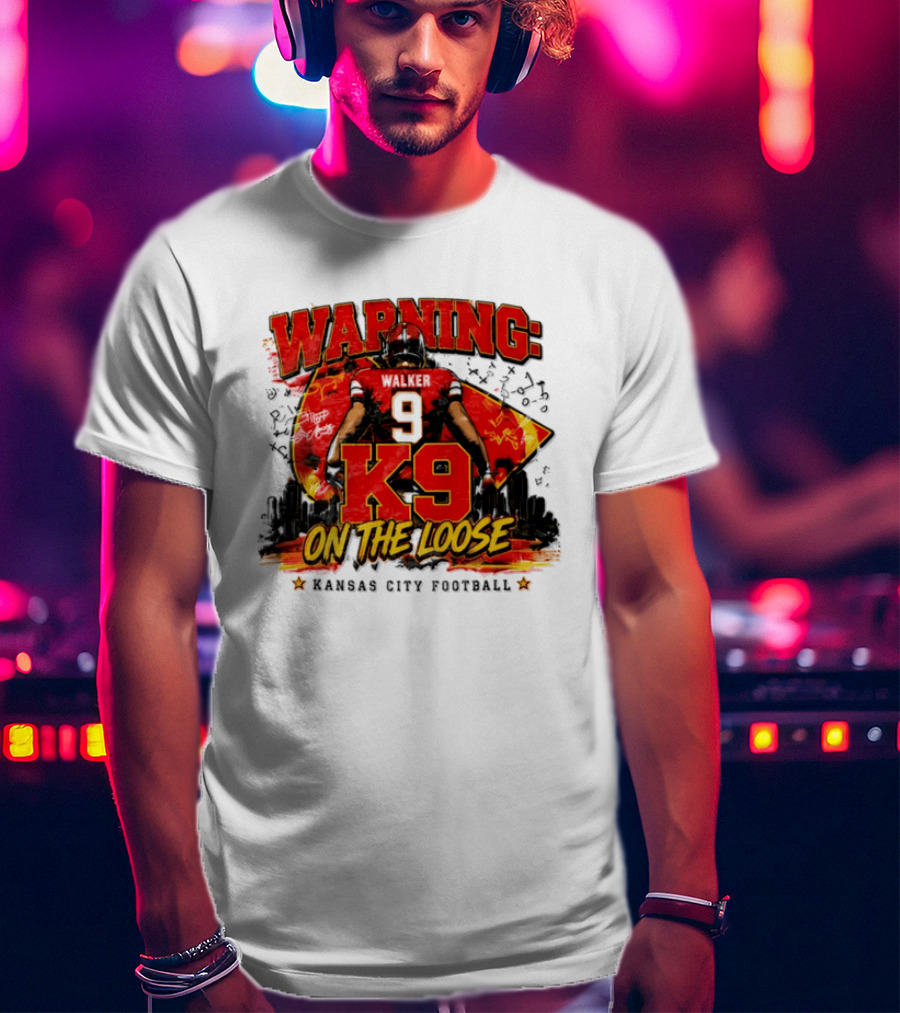 Warning K9 On The Loose 9 Kansas City Football T-Shirt