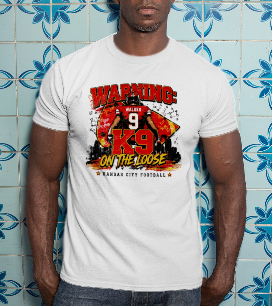 Warning K9 On The Loose 9 Kansas City Football T-Shirt
