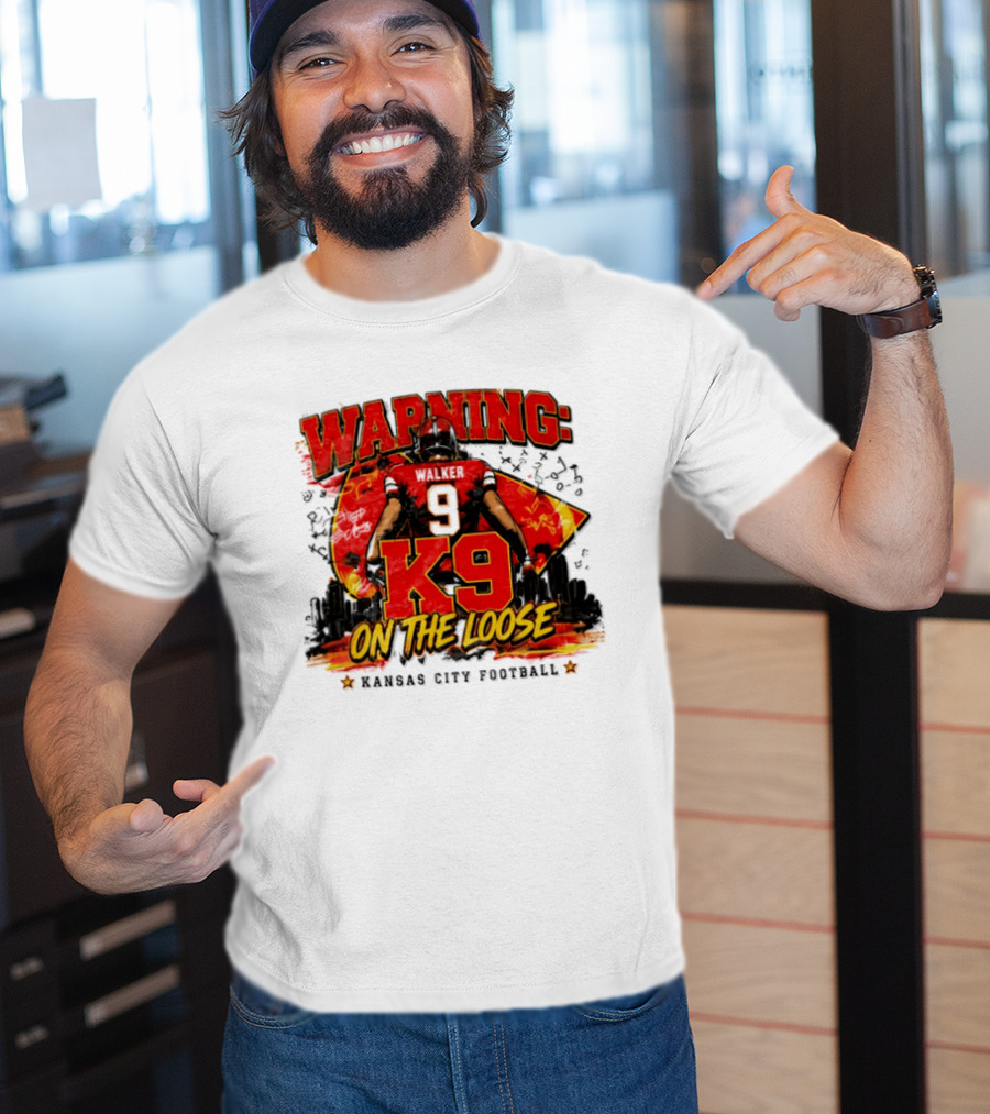 Warning K9 On The Loose 9 Kansas City Football T-Shirt